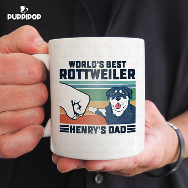 Custom Dog Mug - Personalized World's Best Rottweiler Dad Gift For Dad - White Mug